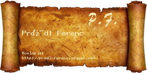 Prádl Ferenc névjegykártya